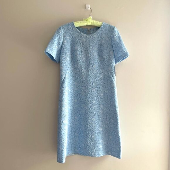 1960s Short-Sleeve Blue Swirl Dress - Picture 1 of 4